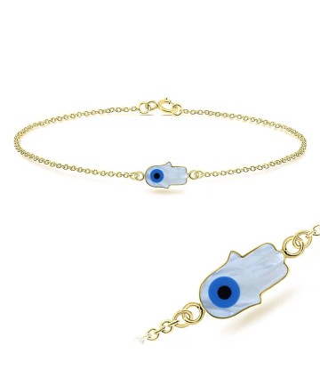 Evil Eye Hamsa Shape Silver Bracelet BRS-205-GP